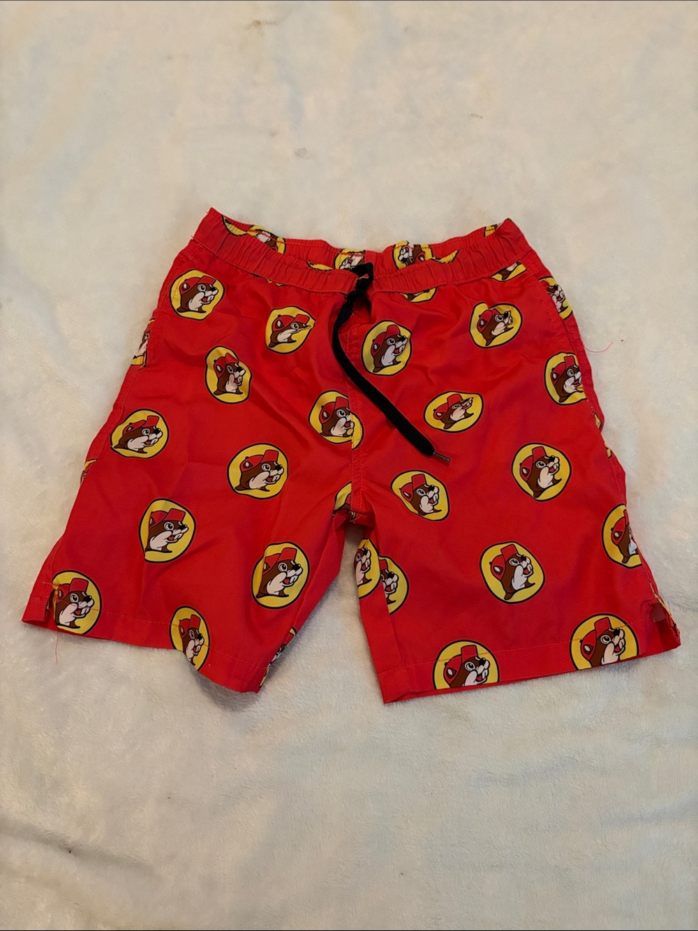 Kids' Red Printed Swim Trunks with Drawstring Waist